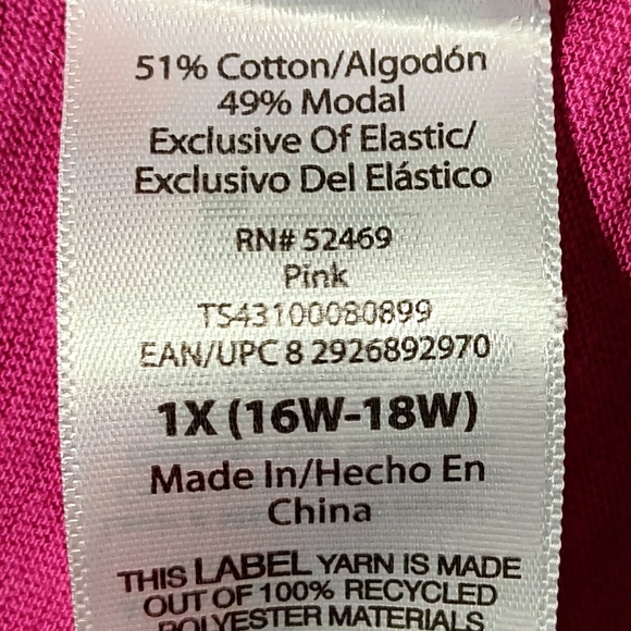 Terra & Sky NWT Women's V-neck Ruffle Tunic, Pink, Lightweight Long Sleeve - Picture 6 of 9